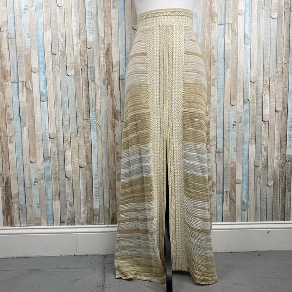 Anthropologie S Cecilia Prado Gold Knit Maxi Skirt - Picture 2 of 11
